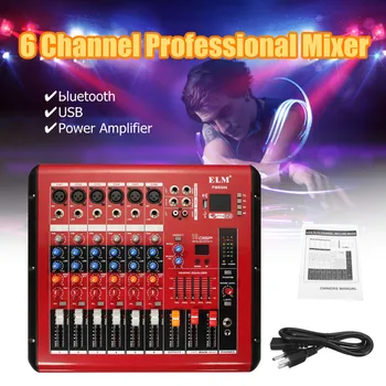 

6 Channels bluetooth Sound Card Mixing Console Digital Audio Mixer MP3 USB Input + 48V Phantom Power for Music Recording
