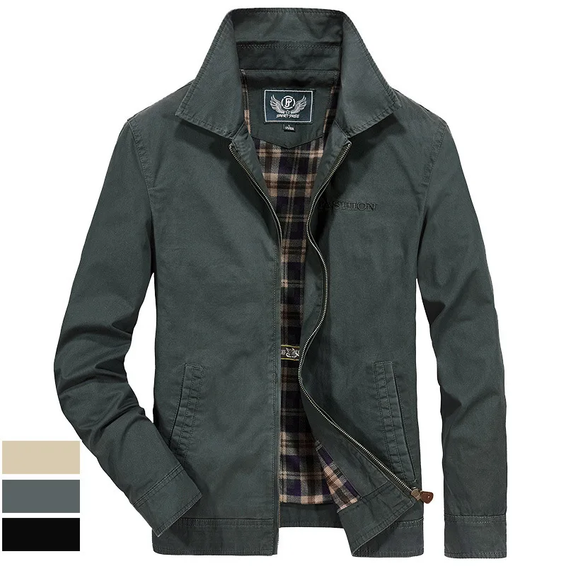 

Europe And America Middle-aged Men Casual Tops Coat Jacket Spring And Autumn Solid Color Jacket 8679