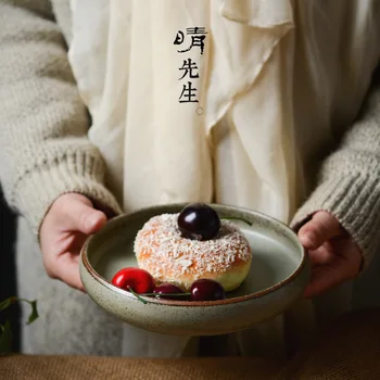 

Jindezhen Manual Crude Pottery Bowl Tableware A Gentle Wind Tray Plate A Plate The Dishes Household Concise Japanese Food Device