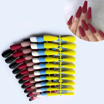 

20pcs/set Long Ballerina Fake Nails European Finished Coffin Shaped Matte False Nails Fingernail Tools Artificial Nail Art Tips