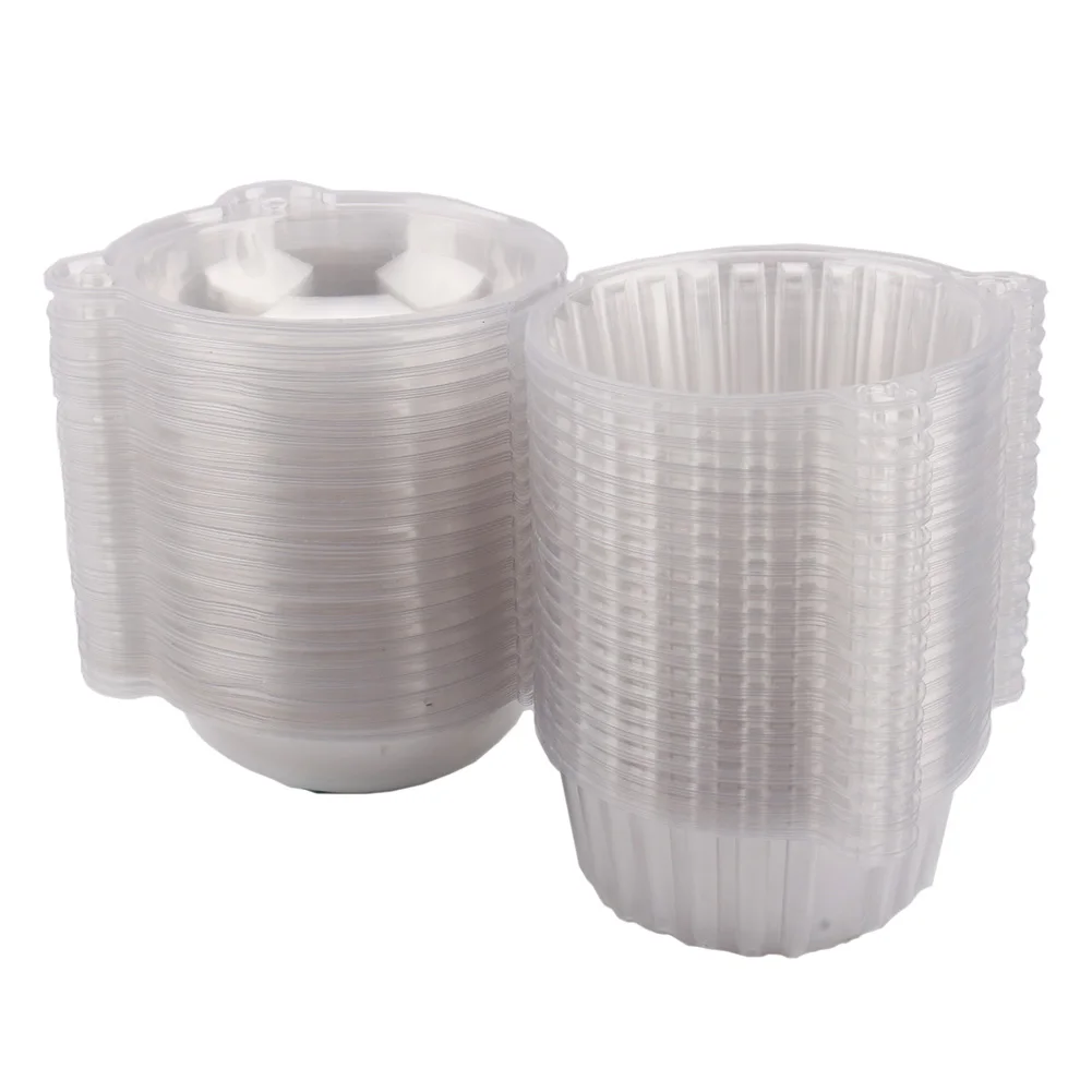 

Nosii 100PCS/Set Disposable Transparent Plastic Box Single Cupcake Boxes Muffin Dome Holder Box Container Cake Tools