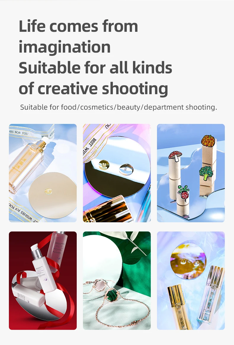 Acrylic Mirror Background Board For Photo Studio Cosmetic Jewelry Food Shooting INS Decorations Tools Photography Props