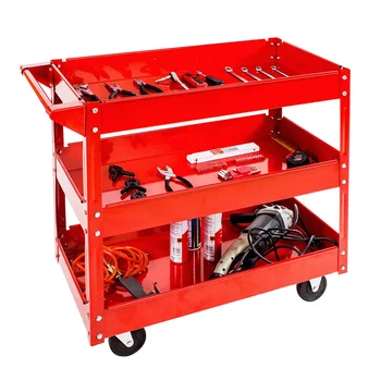Wholesale 3-Level Garage Storage Heavy Duty Workshop Wheel Parts and Trolley Cabinet Cart Tool tanie i dobre opinie TANTESTO CN (pochodzenie)