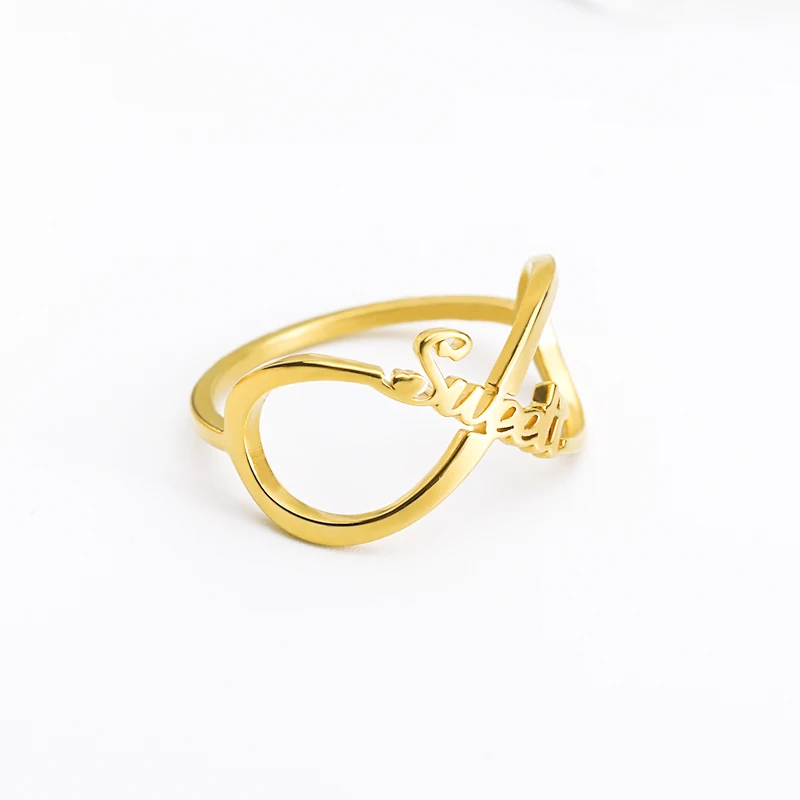 

Custom Name Ring Silver Gold Stainless Steel Infinity Ring Personalized Initials Ring Customized Infinity Name Ring Love Gift