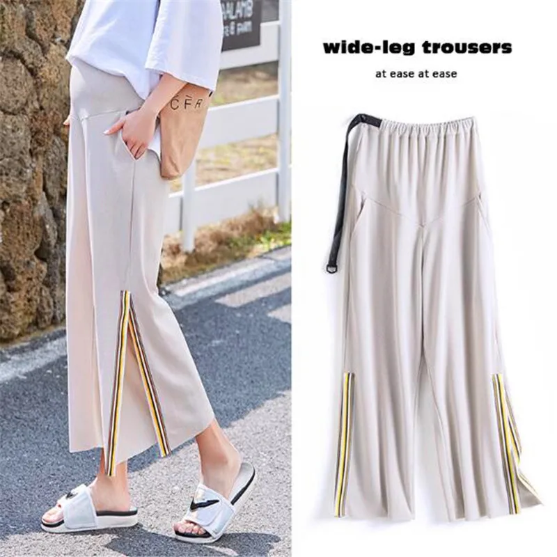 2020-summer-fashion-pregnant-women-wide-legged-pants-leisure-sports-side-split