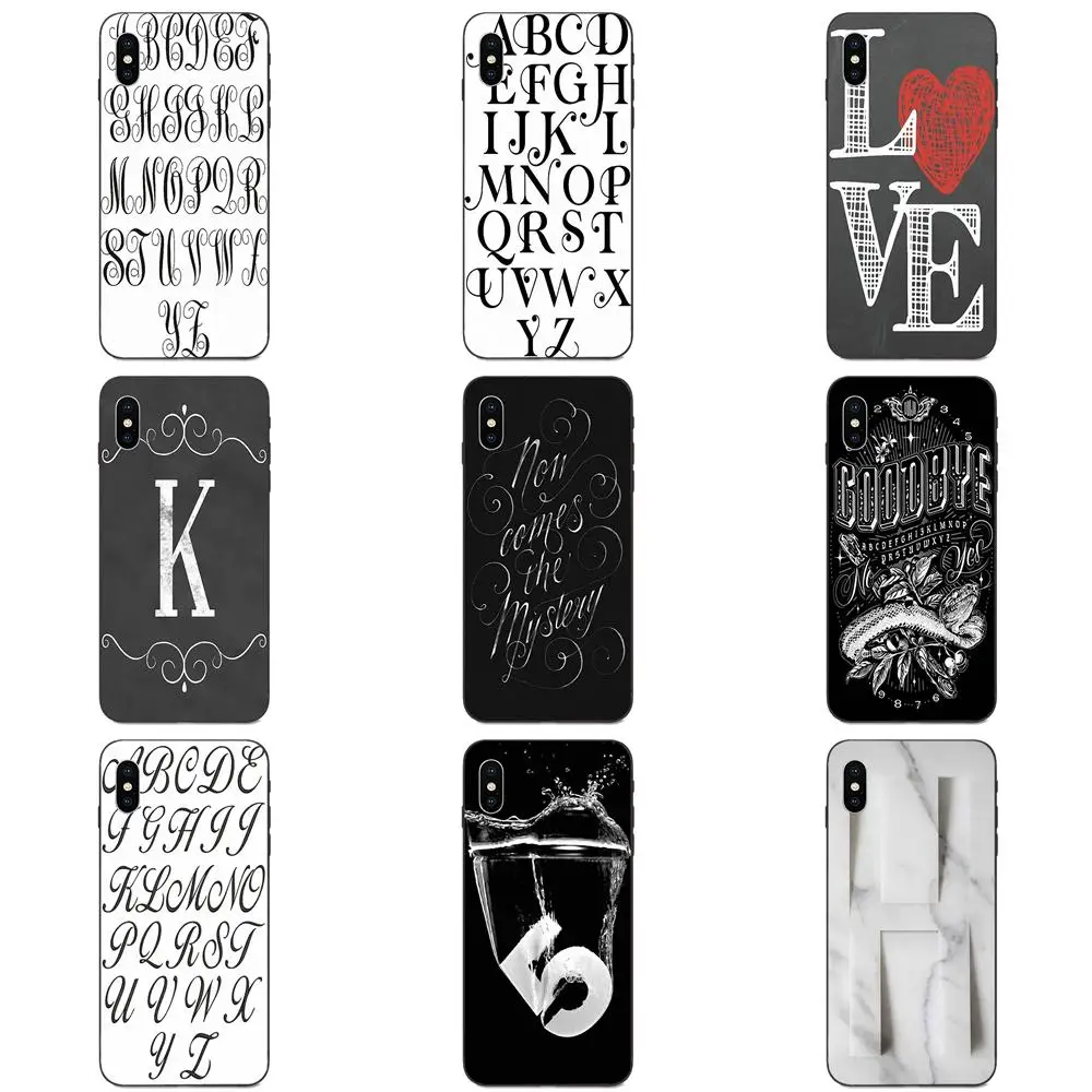 Diy Создание буквы изображение черный мягкий кремнезем для Apple iPhone 4 4S 5 5S SE 6 6S 7 8 11 Plus