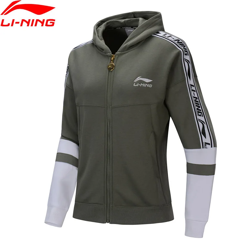 Li-Ning женский трендовый свитер с капюшоном, свободный крой, флис, 64% полиэстер, 36% хлопок, подкладка, спортивные топы AWDP536 WWW1070
