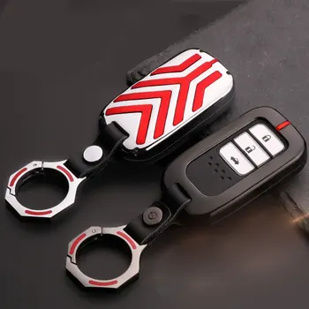 

Stripe Zinc Alloy Car Key Cover Case Fob For Honda Hrv Civic 2017 Accord 2003-2007 Cr-v Freed Pilot Car Styling Keychain Holder
