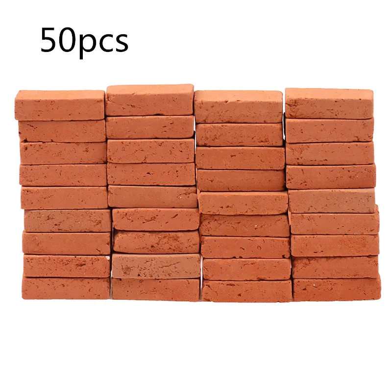 50 Uds. De ladrillo de simulación de mesa de arena, paisaje de construcción portátil en miniatura, juguete decorativo duradero para niños, modelado de paisaje