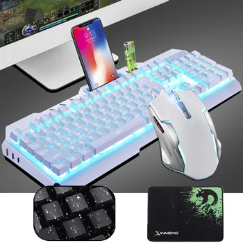 

LED Backlit Wired USB Gaming Keyboard Mechanical Feel 26 Keys Anti-ghosting Keyboard Mouse Combo Sets for Gamer
