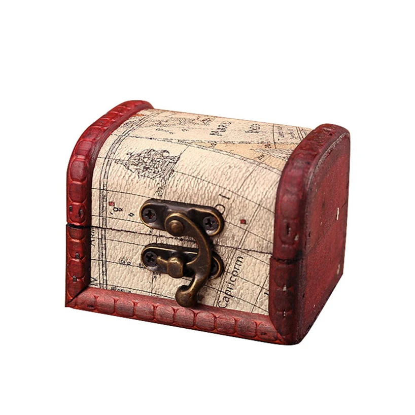 Jewelry European-style elegant old-fashioned solid wooden handmade box with mini metal lock for storing jewelry pencil treasures