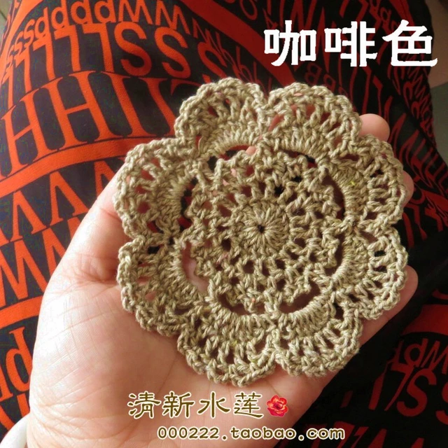 17AHSM Lace Cotton Crochet Handmade TableCloth Placemats DrinkCoaster Heat-resistant Nonslip Pads Home Decor Creative CupCoaster 16