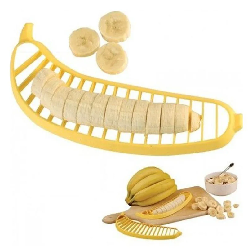 

Kitchen Gadgets Plastic Banana Slicer Cutter Fruit Vegetable Tools Salad Maker Cooking Tools kitchen cut Banana chopper