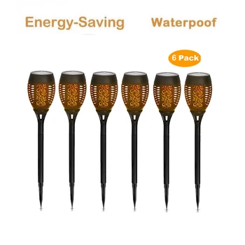 

2-8pcs Solar Flame Light Flickering lawn lamp Retro Streetlight Waterproof Flame Flickering Landscape Garden Lamp Torch Light Au