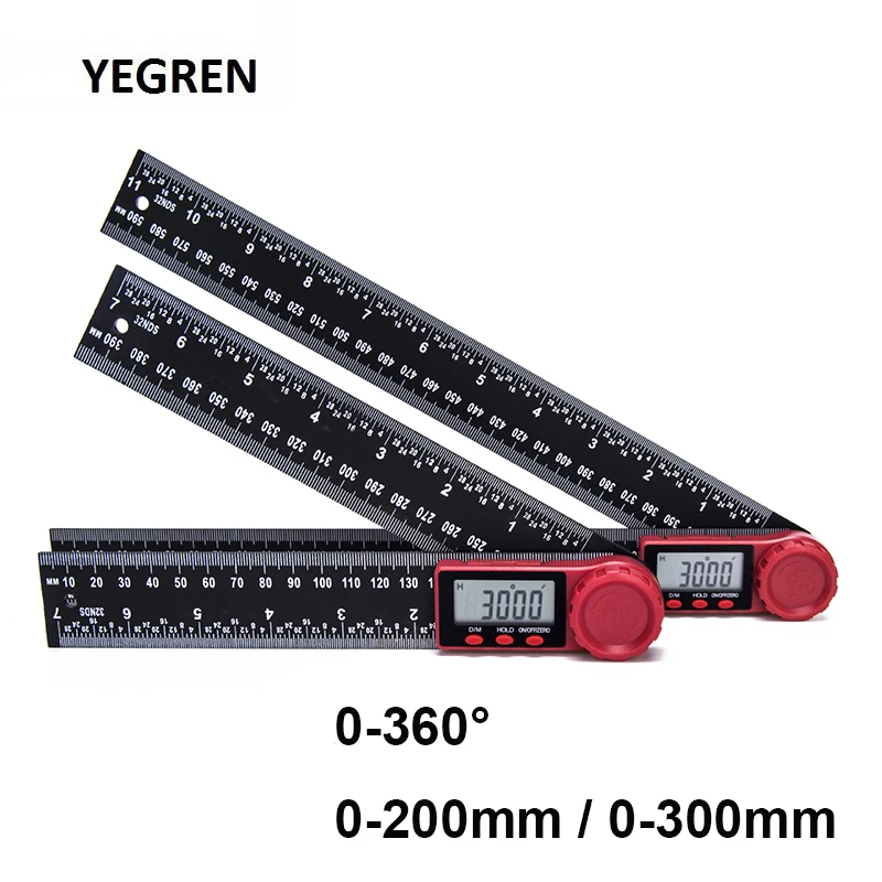  2 in 1 Digital Angle Ruler 0-200mm/0-300mm Level Ruler 360 degree Goniometer Electron Protractor An