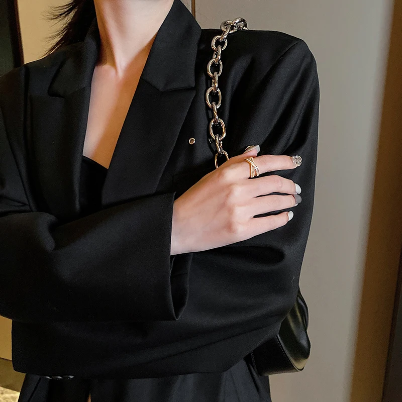 Gothic Classic Zircon Cross Gold Opening Ring For Woman 2021 New Fashion Jewelry Wedding Party Luxury Gift Girl's Unusual Ring - Image 4