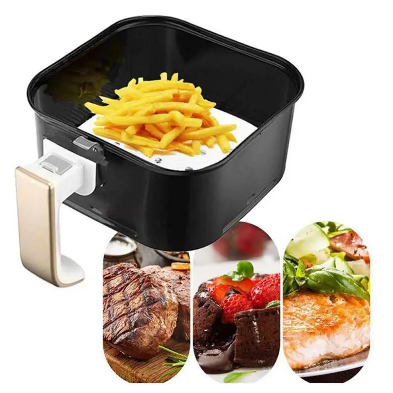 Reusable Air Fryer Liners Silicone, 8.5 Inch Square Non-Stick Basket Mats  Accessories, Bamboo Steamer Liners, for 5.8 QT & Larger Air Fryers