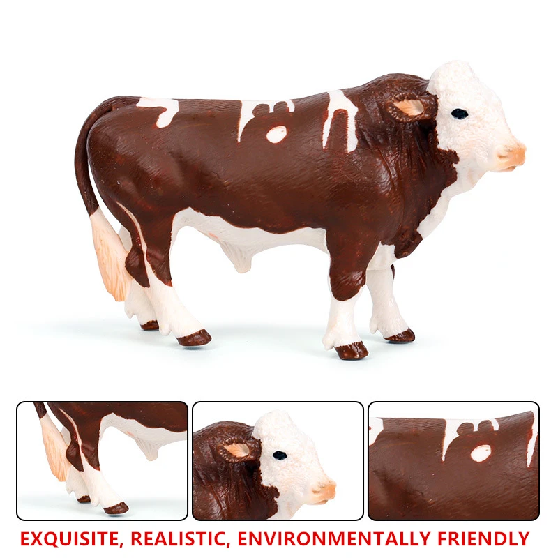 Children's Wild animal model Simmental Bull Ranch Dairy Cows Collecting gifts Toy model