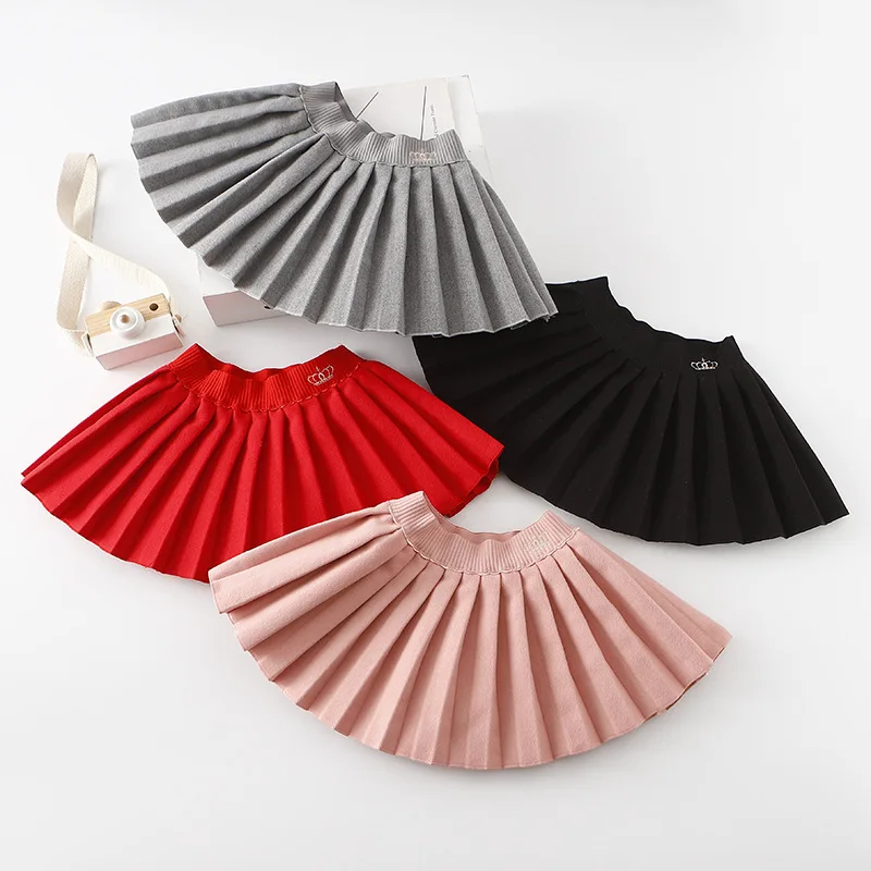 Welaken/Детская однотонная шерстяная плиссированная юбка для девочек; модный стиль; сезон весна-осень; юбки для девочек; детская юбка; одежда для малышей