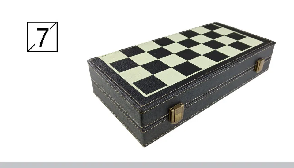 Yernea Folding Chess Games Set Metal Chess pieces Solid Wood Chessboard Mounted Synthetic Leather High-quality Table Games (8)