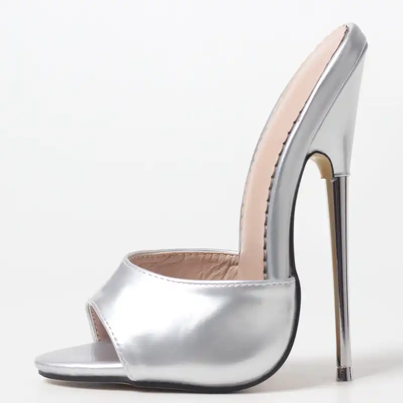 silver slip on heels