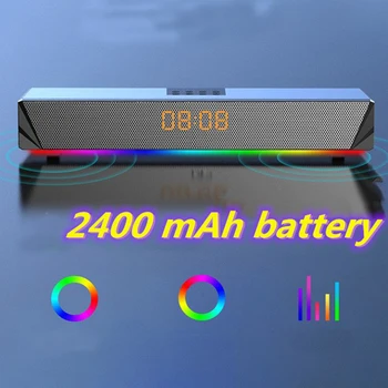 

Wireless bluetooth speaker subwoofer portable sound bar RGB lighting speaker clock speaker HIFI stereo game music center boombox