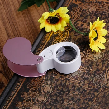 

40X 25mm Glass Magnifying Magnifier Len Jeweler Eye Jewelry Loupe With LED Light X7YC
