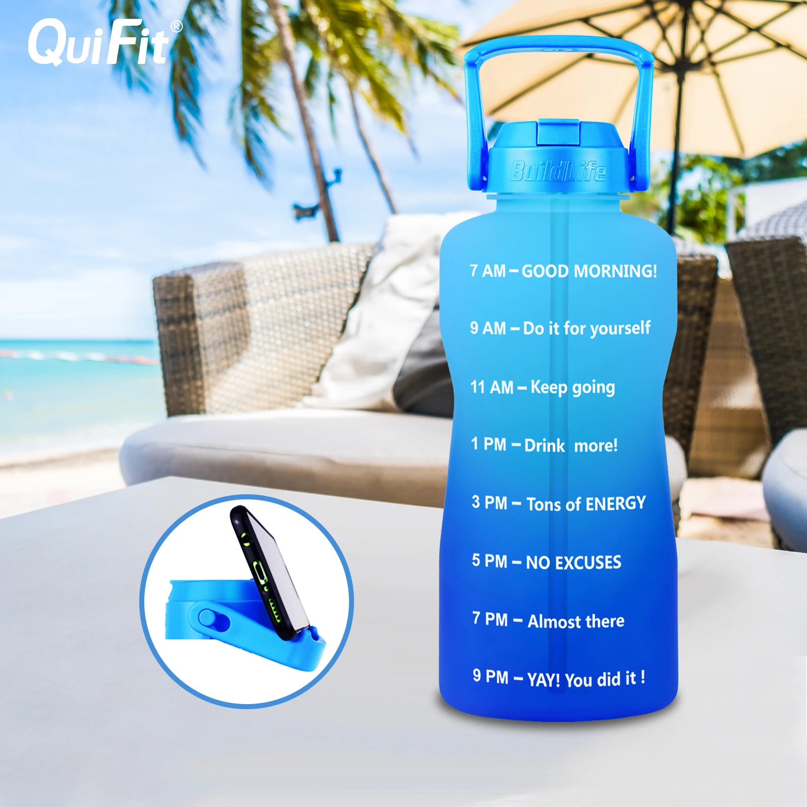 Мотивирующая бутылка для воды Quifit объемом 1 3 л 2 64 унции не содержит Бисфенол А с