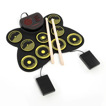 

Portable Electronic Drum Set Digital Percussion Drum USB Roll Up Drum Pad Kit Built-in Speaker with Drumsticks Foot Pedals
