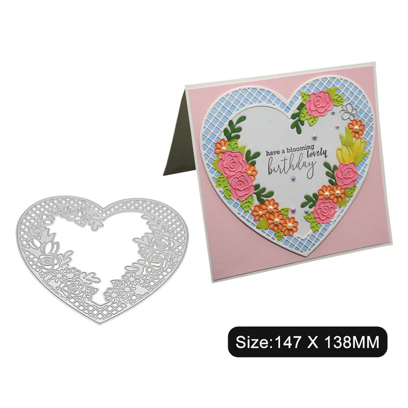 12-Heart Frame Цветок квадратная рамка режущие штампы металлический Трафарет DIY скрапбук альбом бумага карты тиснение искусство раковины лист Дерево Свадебные Круглые - Цвет: 12-Heart Frame