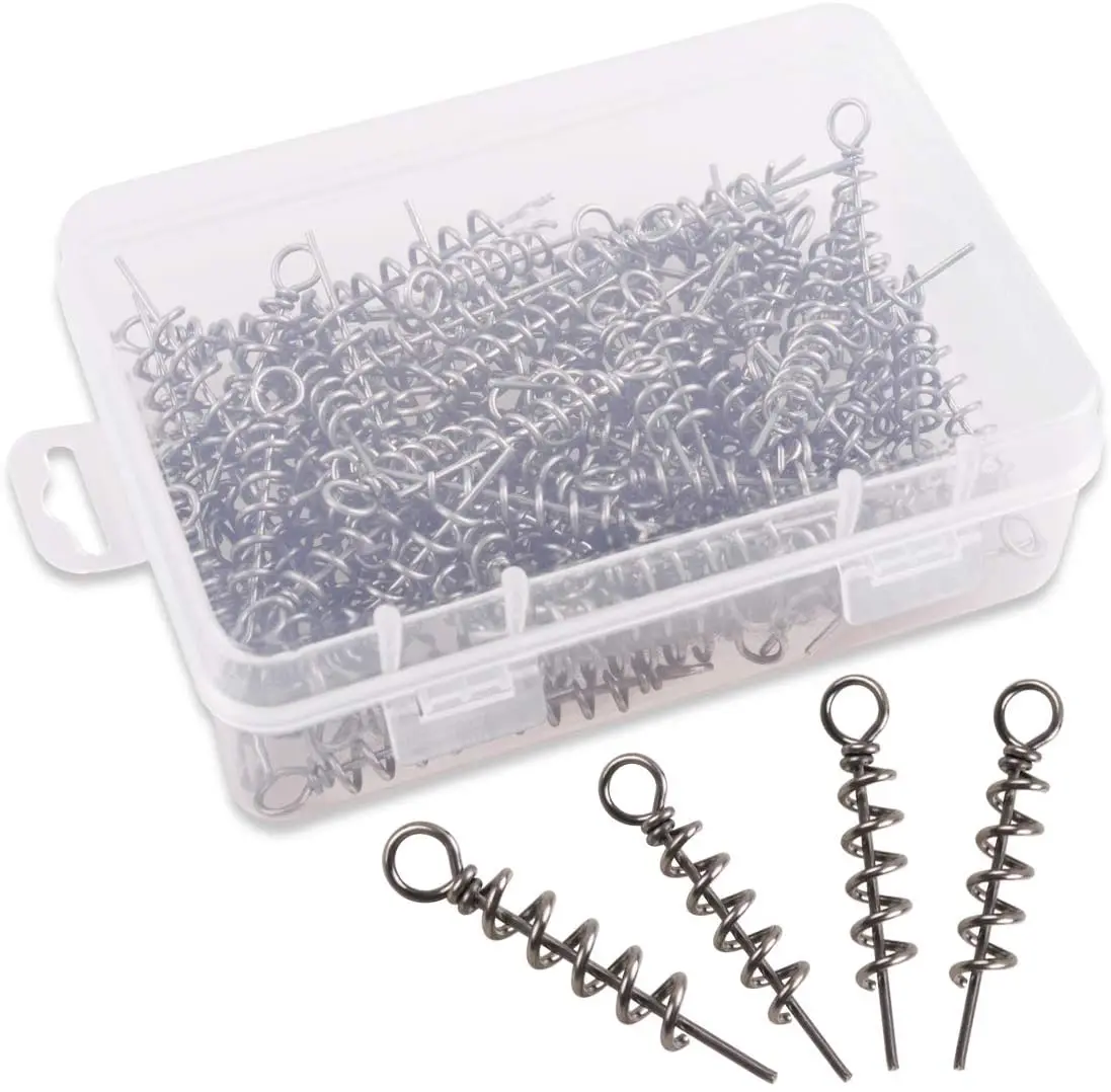 200Pcs Spring Twist Lock Fishing Hook Centering Pin for Soft Lure