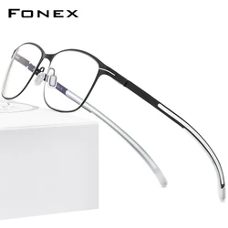 FONEX Alloy Glasses Frame Men 2020 New Square Optical Myopia Prescription Eyeglasses Frames Full Korean Screwless Eyewear 990