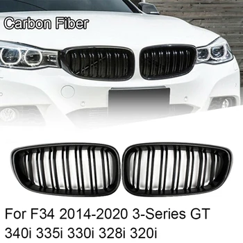 

NEW-Real Carbon Fiber Front Bumper Kidney Hood Grill Grille For-BMW F34 2014-2020 3-Series GT 340I 335I 330I 328I 320I