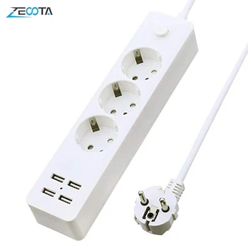 

Multiple Power Strip Electric Sockets with USB 3 Way EU Plug Outlets Switch 1.5m Extention Cord for Smartphone Tablets Travel