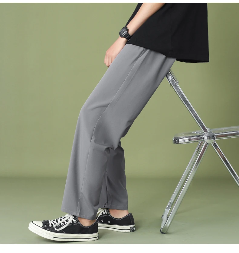 GlacialWhale Men Wide Leg Pants 2021 New Casual Light Weight Joggers Trousers Streetwear Cold Feeling Comfortable Home Pants Men