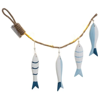 

Creative Led Light Mediterranean Style Home Night Light Fish String Pendant Personality Indoor Bedroom Decorations