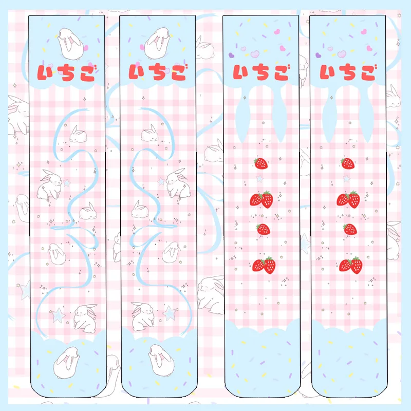 Strawberry Rabbit Kawaii аниме граффити девушки Лолита мягкие чулки сестры японские школьные девушки выше колена сексуальные бархатные бедра высокие чулки Косплей - Цвет: Strawberry Rabbit
