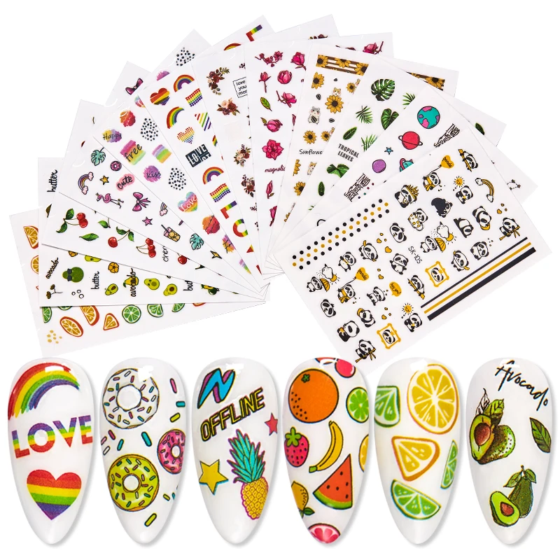 Наклейки с четырьмя лилиями для ногтей Космический цветок маникюрный дизайн