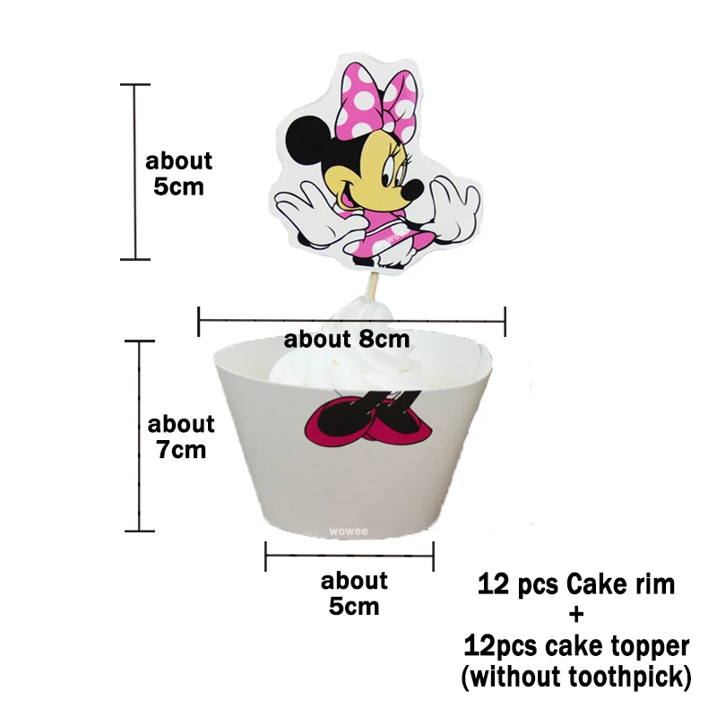 1 шт Минни Маус кекс топперы мультфильм флажки для торта с бумажной соломинкой для рождества свадьбы дня рождения украшения принадлежности - Цвет: 12Ram 12Caketopper