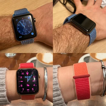 

Pretty comfortable Band For Apple Watch Series 3 2 1 38MM 42MM Nylon Soft Replacement Strap Loop for iwatch series 5 4 40MM 44MM