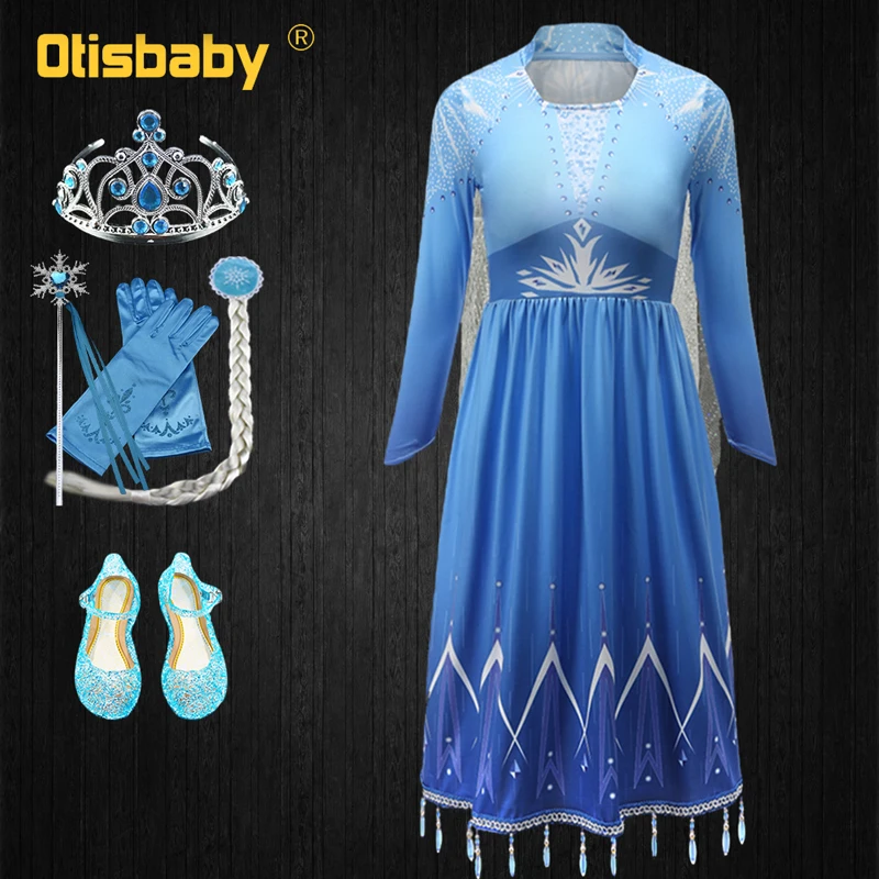 Only Dress C Костюмы Снежной Королевы для девочек на год, платье принцессы Эльзы, леггинсы, комплект одежды, нарядное платье Снегурочки - Цвет: Only Dress C