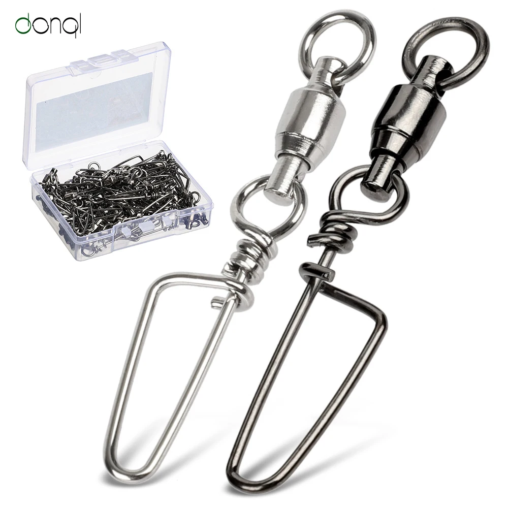 

DONQI 10/20/50Pcs/Set Fishing Connector Pin Bearing 0#-6# Stainless Steel Rolling Swivel Fishing Hook Link Fish Lures Connector