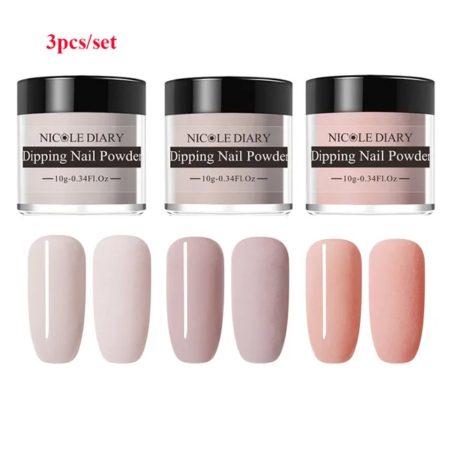 skin colors three Николь дневник цвет окунания ногтей порошок DIY Черный Серебряный Красный Фиолетовый серии Dip ногтей порошок дизайн ногтей без лампы лечения - Цвет: skin colors three