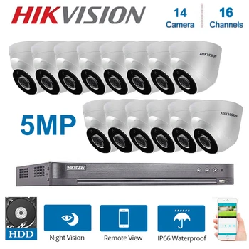 

Orginal Hikvision 16 Channels XVR With 14 Pcs 5MP 4 In 1 Dome Camera Indoor Night Vision CCTV Security System Kits