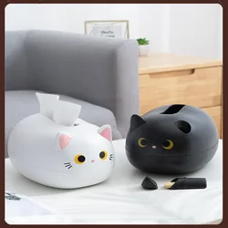 Caja de pañuelos de gato Kawaii, soporte de papel higiénico de escritorio, caja de almacenamiento de servilletas de cocina, contenedor de papel Wc, decoración del hogar de estilo nórdico
