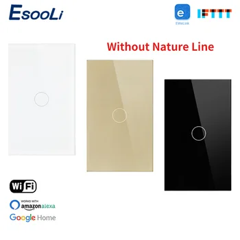 

EsooLi US Standard 1 Gang Wall Touch Switch Ewelink APP Control By Mobile PhoneSmart Single Fire Line WIFI Light Switch