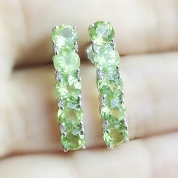

Per jewelry Natural real peridot stud earring 0.26ct*10pcs gemstone 925 sterling silver Free shipping For men or women C9123110