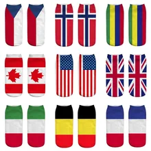 Носки для женщин и мужчин унисекс повседневные осенние носки с героями мультфильмов Национальный флаг 3D Милый принт забавные спортивные harajuku корейские короткие носки до лодыжки# D