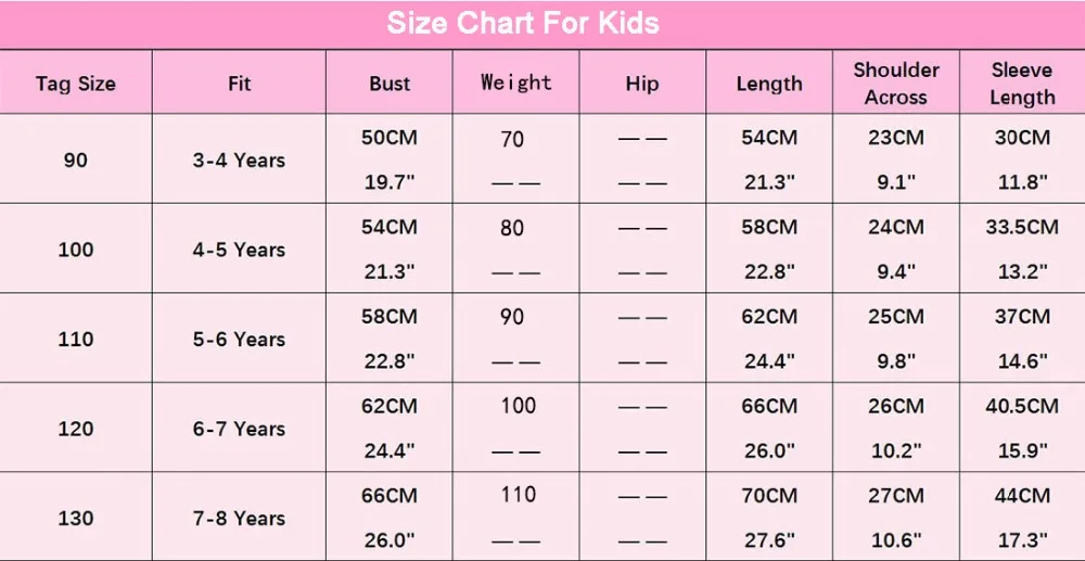 size for kids