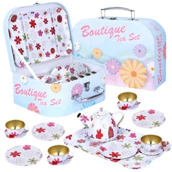 Mini ensemble de Simulation de thé pour enfants, 14 pièces, accessoires en plastique rose, jouet de Simulation d'anniversaire et de noël 